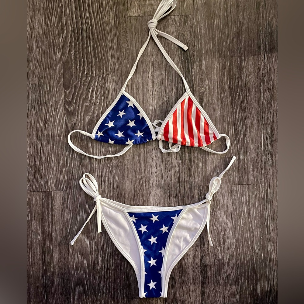 American Apparel American Flag String Bikini Set | XS